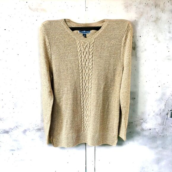 NEW KAREN SCOTT Chestnut Marble Cable Knit Sweater - Picture 1 of 14